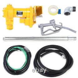 12V 20GPM Gasoline Fuel Transfer Pump Gas Diesel with Nozzle Kit Portable 375W NEW