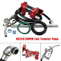 20GPM DC12V Fuel Transfer Pump Gasoline With Nozzle Kit Gas Diesel Kerosene Red