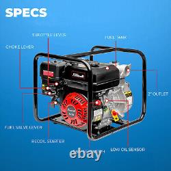 2 Semi Trash Water Pump 158 GPM 7.5HP Gas Engine 212cc With Complete Hose Set