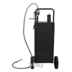 30 Gal Gas Fuel Diesel Caddy Transfer Tank Container Pump Portable Rolling Wheel
