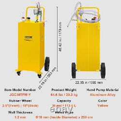 30 Gallon Fuel Caddy Portable Fuel Storage Tank 23.5 L/min with 180W Pump Yellow