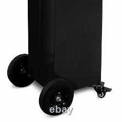 30 Gallon Gas Caddy Fuel Storage Tank Hand Siphon Pump Rolling Wheels, Black