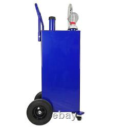 30 Gallon Gas Caddy Fuel storage Transfer Portable Tank Pump Kit Steel Blue