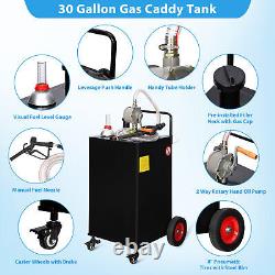35 Gallon Gas Caddy Fuel Diesel Oil Transfer Tank, 4 Wheels with Manual Transfer