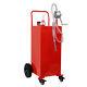35 Gallon Gas Caddy Fuel Storage Tank Hand Siphon Pump With Rolling Wheels, Red