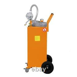 35 Gallon Gas Fuel Diesel Caddy Transfer Tank Container withRotary Pump and Wheels