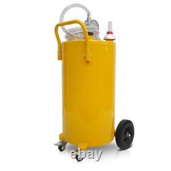 35 Gallon Gas Fuel Diesel Caddy Transfer Tank with Rotary Pump /2 Wheels/8 FT Hose