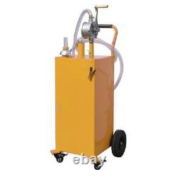 35 Gallon Gas Fuel Diesel Caddy Transfer Tank with Rotary Pump and 2 Front Caster