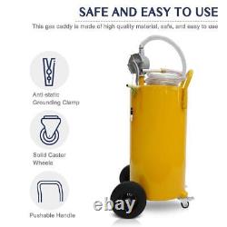 35 Gallon Gas Fuel Diesel Caddy Transfer Tank with Rotary Pump with Wheels Yellow
