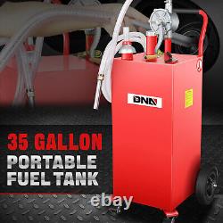 35 Gallon Steel Fuel Caddy Gas Can Storage Tank Pump Container Portable Rolling