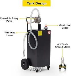 40 Gallon Fuel Caddy Portable Gas Storage Tank with Manual Transfer Pump Black