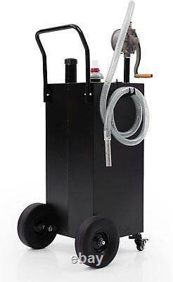 40 Gallon Gas Caddy Fuel Diesel Oil Transfer Tank, 4 Wheels Portable Pump Black