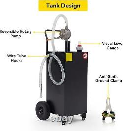 40 Gallon Gas Caddy Fuel Diesel Oil Transfer Tank, 4 Wheels Portable Pump Black