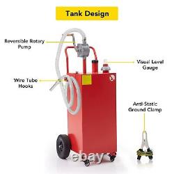 40 Gallon Portable Gas Caddy Fuel Storage Tank Large Hand Siphon Pump with Rolling