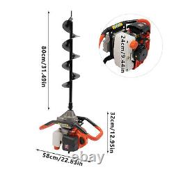 52CC Gas Powered Earth Auger Post Hole Digger Borer Ground Fence Drill with3 Bits
