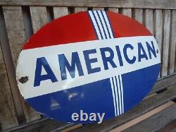 AMERICAN porcelain sign 24 advertising vintage STANDARD oil gas USA pump garage