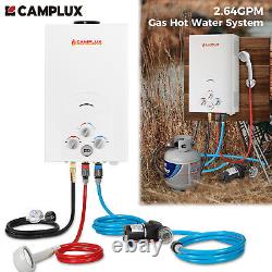 Camplux Tankless Gas Water Heater 2.64 GPM Outdoor Showers with 3.3 GPM Water Pump