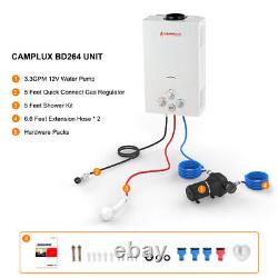 Camplux Tankless Gas Water Heater 2.64 GPM Outdoor Showers with 3.3 GPM Water Pump