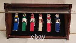 Franklin Mint Collector Knives Gas Pump Knife Set of 6 Wood Display Case