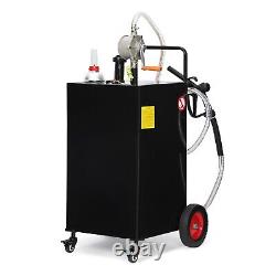 Fuel Caddy 30 Gal Portable Gas Caddy on 4 Wheels withManual Transfer Siphon Pump