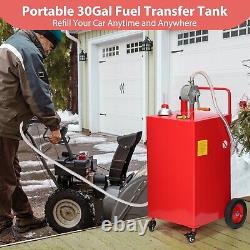 Fuel Caddy 30 Gal Portable Gas Caddy on 4 Wheels withManual Transfer Siphon Pump