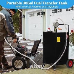 Fuel Caddy 30 Gal Portable Gas Caddy on 4 Wheels withManual Transfer Siphon Pump