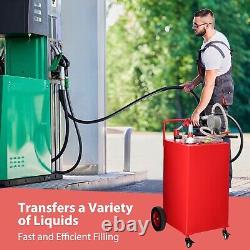 Fuel Caddy 30 Gal Portable Gas Caddy on 4 Wheels withManual Transfer Siphon Pump