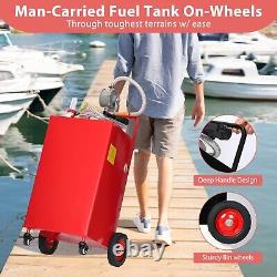 Fuel Caddy 30 Gal Portable Gas Caddy on 4 Wheels withManual Transfer Siphon Pump