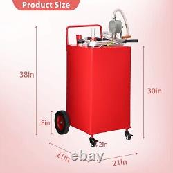 Fuel Caddy 30 Gal Portable Gas Caddy on 4 Wheels withManual Transfer Siphon Pump