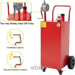 Fuel Caddy Fuel Storage Gas Can Diesel Tank 30 Gallon 4 Wheels with Pump Red