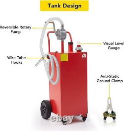 Fuel Caddy Fuel Storage Gas Can Diesel Tank 40 Gallon 4 Wheels With Pump Red