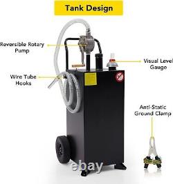 Fuel Caddy Fuel Storage Gas Diesel Tank 30 Gallon 2 Wheels with Pump Black