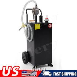 Fuel Caddy Fuel Storage Gas Diesel Tank 30 Gallon 2 Wheels with Pump Black