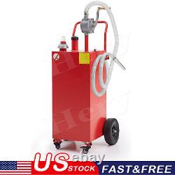 Fuel Caddy Fuel Storage Gas Diesel Tank 30 Gallon 4 Wheels with Pump Red