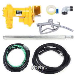 Fuel Transfer Pump 12 Volt 20 GPM Diesel Gas Gasoline Kerosene with Nozzle 375W