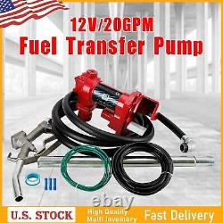 Fuel Transfer Pump 12 Volt 20 GPM For Diesel Gas Gasoline Kerosene Red R10