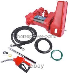 Fuel Transfer Pump with Hose & Auto Red Nozzle 15GPM 12V for Gas Diesel Biodiesel