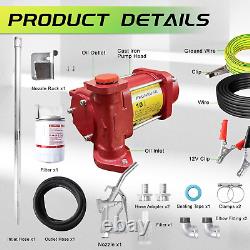 GPM High Flow DC Diesel Transfer Pump, Gas Heavy Duty Transfer Pump with Filter