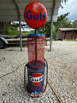 GULF Gasoline Gas Pump Metal Art less than 40 Tall from Mexico Man Cave Decor