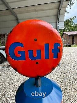 GULF Gasoline Gas Pump Metal Art less than 40 Tall from Mexico Man Cave Decor