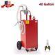 Gas Caddy Fuel Diesel Oil Transfer Tank 4 Wheels Portable With Pump 40 Gallon Red