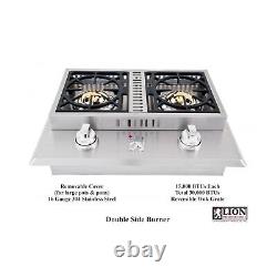 Lion Premium Grills L1707 Propane Gas Double Side Burner, 26-3/4 by 20-1/2-Inch