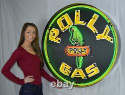 Neon Sign Polly Parrot Gasoline 36 steel Case Gas Pump wall Garage lamp Globe