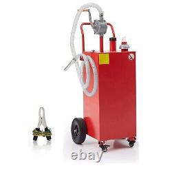Portable 40 Gallon Gas Caddy 2 Wheels + Pump Gasoline Tank Fuel Storage Tank Red