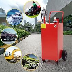 Portable 40 Gallon Gas Caddy 2 Wheels + Pump Gasoline Tank Fuel Storage Tank Red