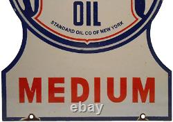 Scarce Socony Motor Oil Medium Antique Cer Porcelain Gas Pump Cut-out Steel Sign
