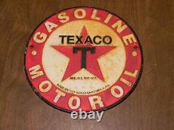 TEXACO Original Cast Iron/Steel Gas Pump 8-inch Sign Motor Oil - 2 lbs. 5 oz