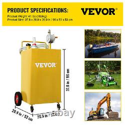 VEVOR 30 Gallon Gas Caddy Fuel Diesel Oil Transfer Tank, 4 Wheels Portable/Pump