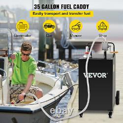 VEVOR Fuel Caddy Fuel Storage Tank 35 Gallon 4 Wheels with Manuel Pump, Black