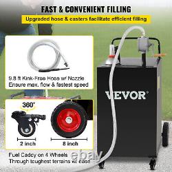 VEVOR Fuel Caddy Fuel Storage Tank 35 Gallon 4 Wheels with Manuel Pump, Black